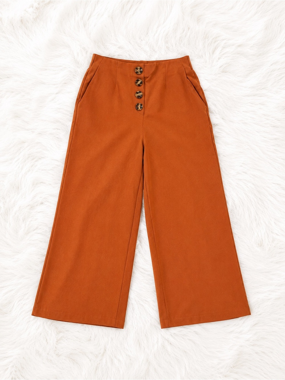 Jules & Leopold XS Rust Orange Wide Leg Cropped Pants High Rise Button Detail